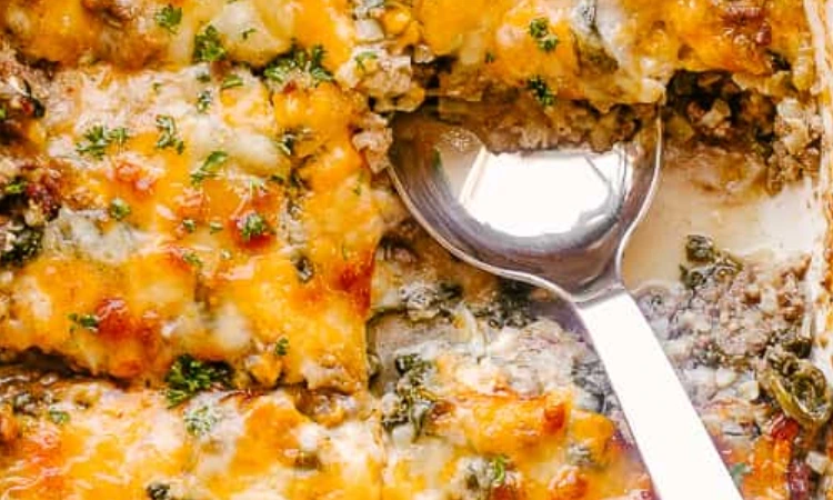 Keto Ground Beef Casserole with Cauliflower Rice