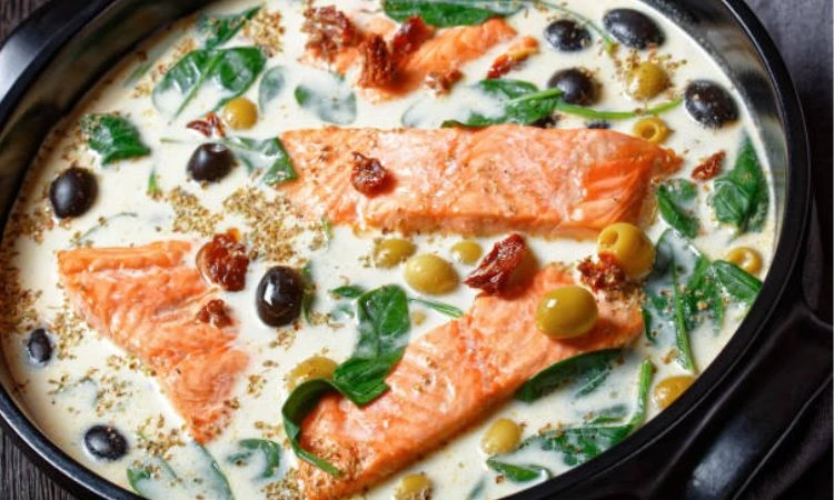 Pan-seared fish with Tomatoes and Olives