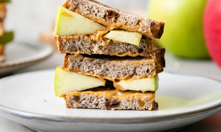 Peanut butter, cheddar, and apple sandwiches