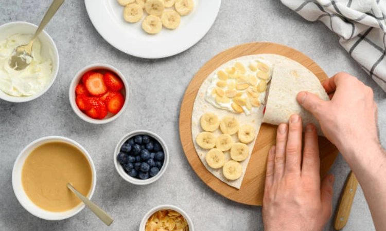 Banana and peanut butter wrap