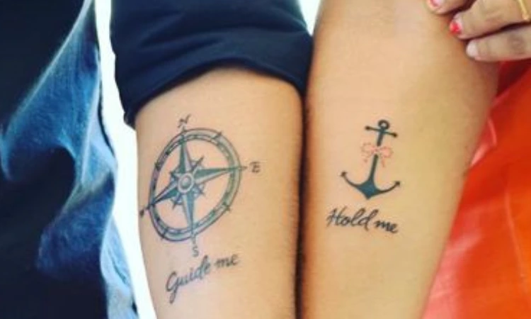 Compass rose tattoo for couples